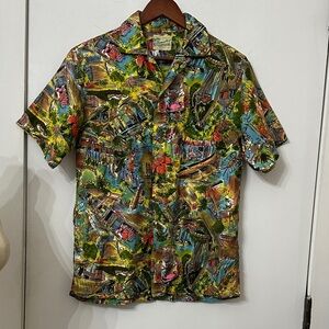 Vintage made in Hawaii Vibrant Island Scene Men's Shirt